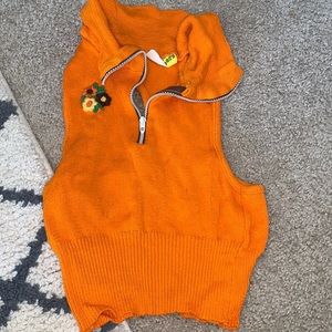 Vintage Name Droppers knit zip up cropped vest